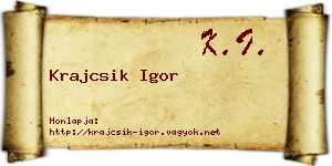 Krajcsik Igor névjegykártya